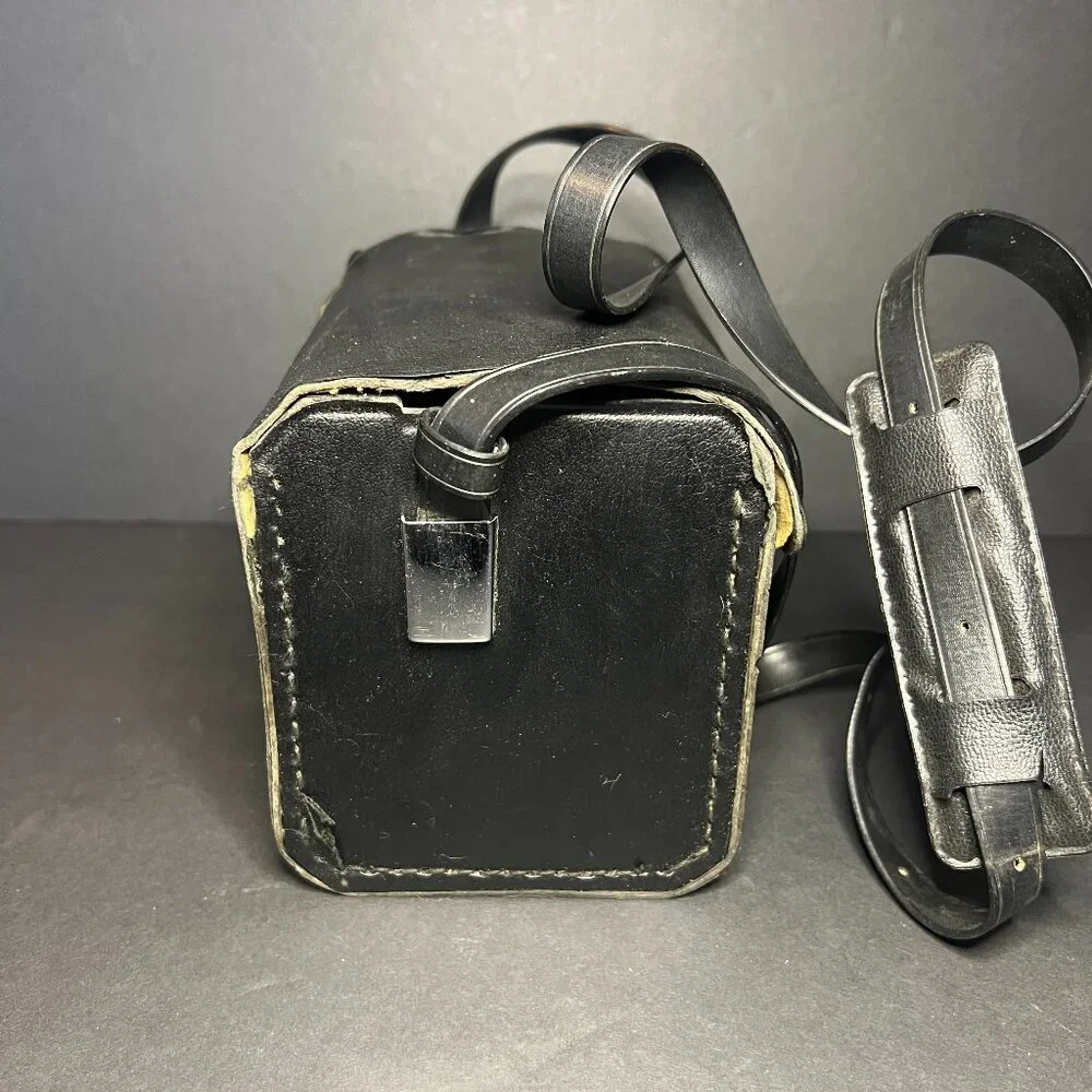 Vintage Minolta Autopak 800 Black Leather Hard Camera Case w/ Strap & Manual